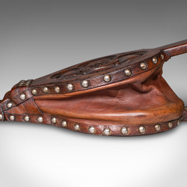 Antique Fireplace Bellows, English, Oak, Leather, Fire Tool, Victorian, C.1880