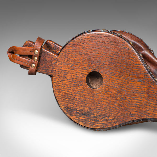 Antique Fireplace Bellows, English, Oak, Leather, Fire Tool, Victorian, C.1880