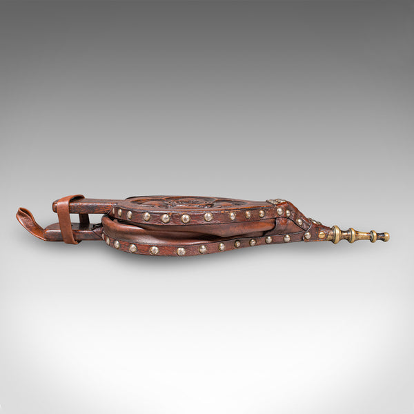 Antique Fireplace Bellows, English, Oak, Leather, Fire Tool, Victorian, C.1880