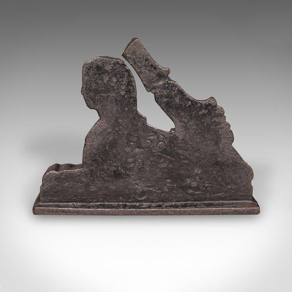 Antique Egyptian Revival Doorstop, English Cast Iron Sphinx, Regency, Circa 1830