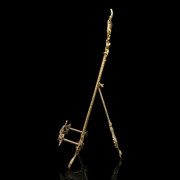 Tall Vintage Picture Easel, English, Gilt Metal, Rococo Revival, Artwork Stand