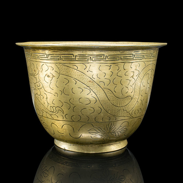 Antique Jardiniere Dish, Japanese, Meiji, Bronze, Decor, Planter Bowl, Victorian