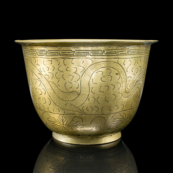 Antique Jardiniere Dish, Japanese, Meiji, Bronze, Decor, Planter Bowl, Victorian