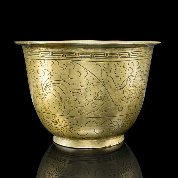 Antique Jardiniere Dish, Japanese, Meiji, Bronze, Decor, Planter Bowl, Victorian