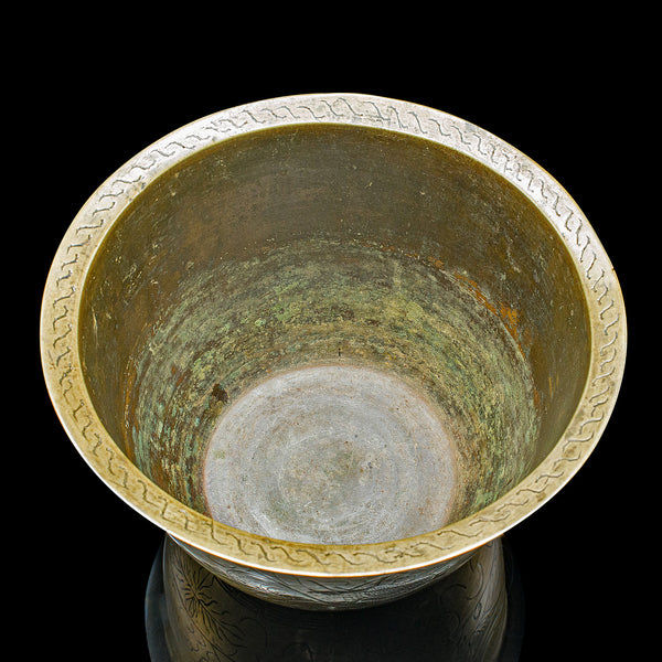 Antique Jardiniere Dish, Japanese, Meiji, Bronze, Decor, Planter Bowl, Victorian