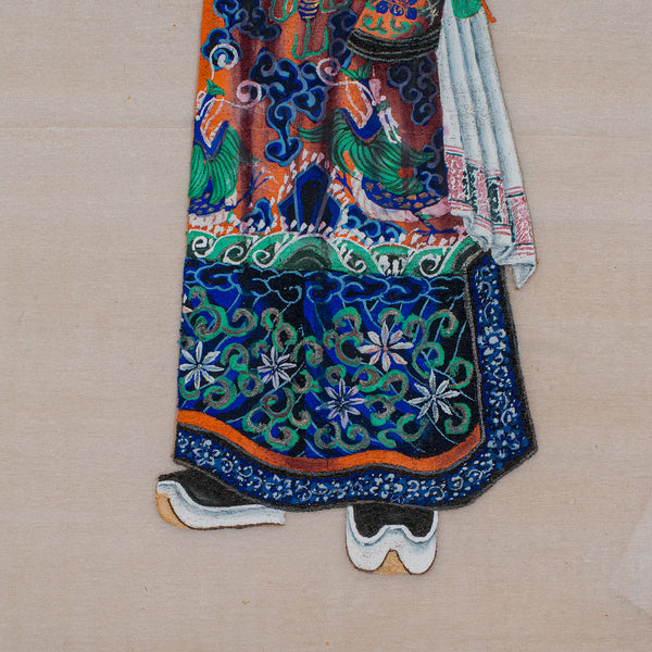 Antique Pith Painting, Oriental Art, Watercolour, Qing Dynasty, Victorian, 1850
