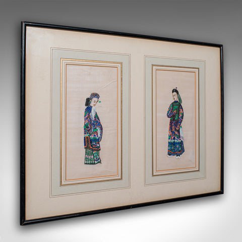 Antique Pith Painting, Oriental Art, Watercolour, Qing Dynasty, Victorian, 1850