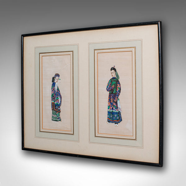 Antique Pith Painting, Oriental Art, Watercolour, Qing Dynasty, Victorian, 1850
