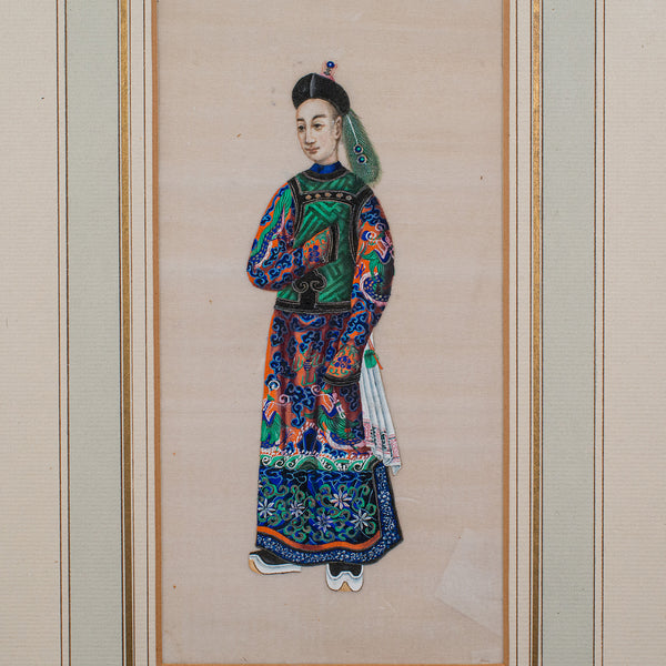 Antique Pith Painting, Oriental Art, Watercolour, Qing Dynasty, Victorian, 1850