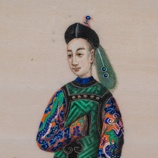 Antique Pith Painting, Oriental Art, Watercolour, Qing Dynasty, Victorian, 1850