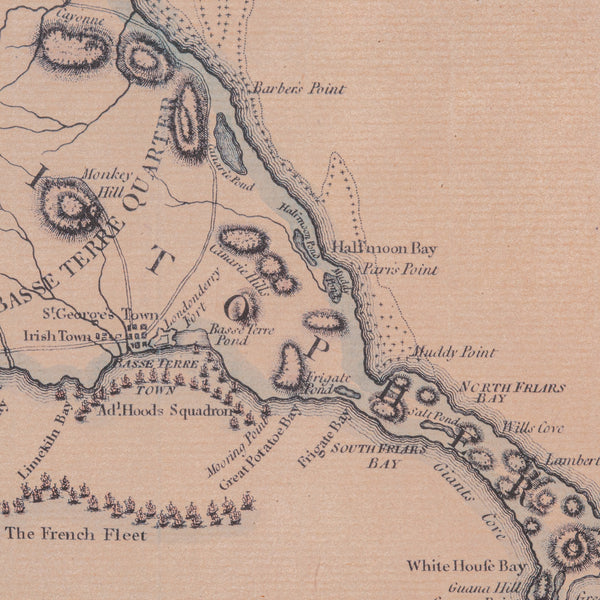 Antique St Christopher & Nevis Map, English, Caribbean Cartography, Georgian