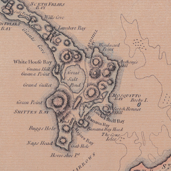 Antique St Christopher & Nevis Map, English, Caribbean Cartography, Georgian