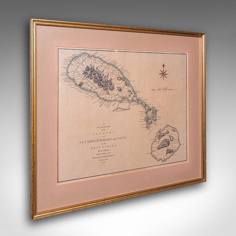 Antique St Christopher & Nevis Map, English, Caribbean Cartography, Georgian
