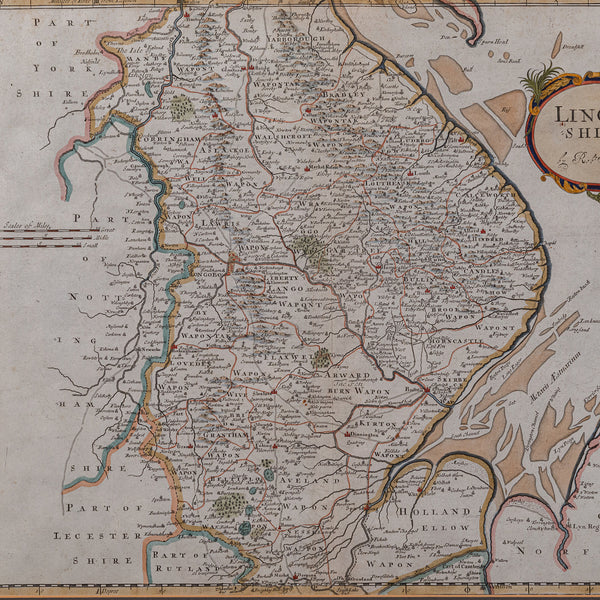 Antique Lincolnshire Map, English, County Cartography, Robert Morden, Victorian