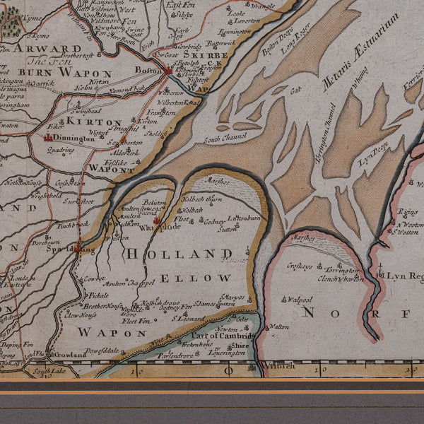 Antique Lincolnshire Map, English, County Cartography, Robert Morden, Victorian