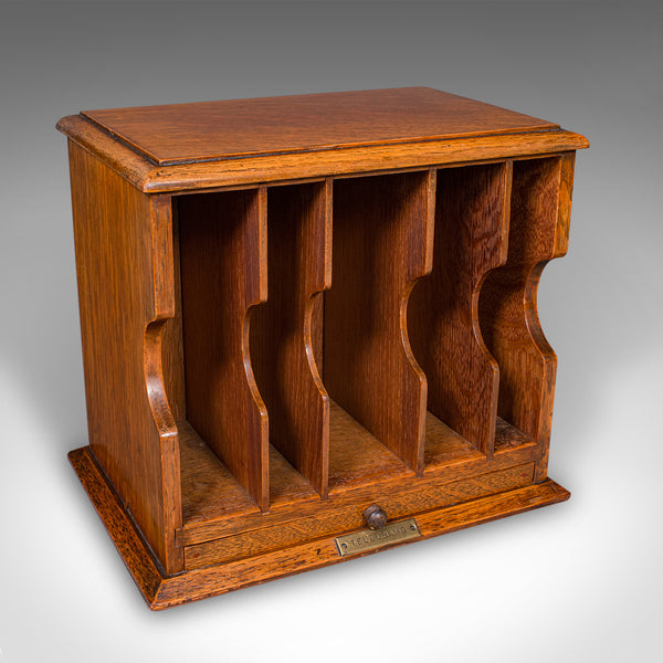 Antique Telegram Case, English, Oak, Letter Organiser, Victorian Stationery Box