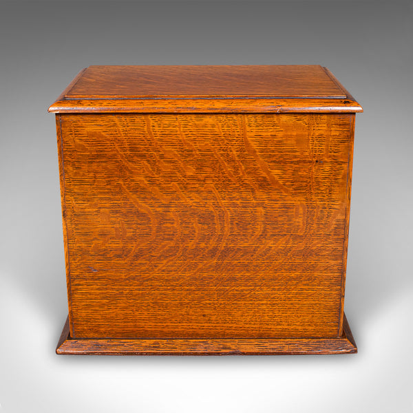 Antique Telegram Case, English, Oak, Letter Organiser, Victorian Stationery Box