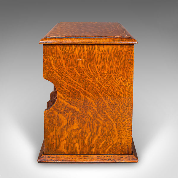 Antique Telegram Case, English, Oak, Letter Organiser, Victorian Stationery Box