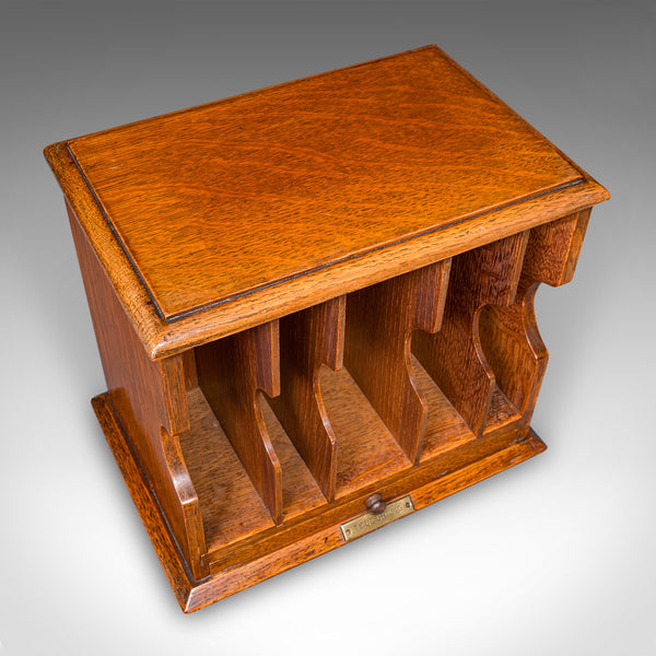 Antique Telegram Case, English, Oak, Letter Organiser, Victorian Stationery Box