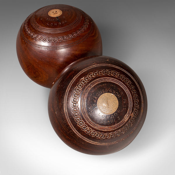 Antique Lawn Bowls Set, English, Bias Woods, Ceramic Jacks, Edwardian, Games