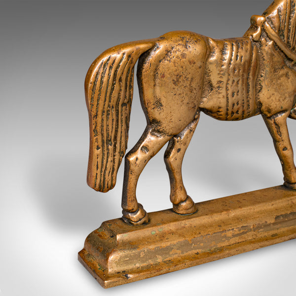 Antique Horse Doorstop, English, Brass, Equine Door Keeper, Victorian, C.1880