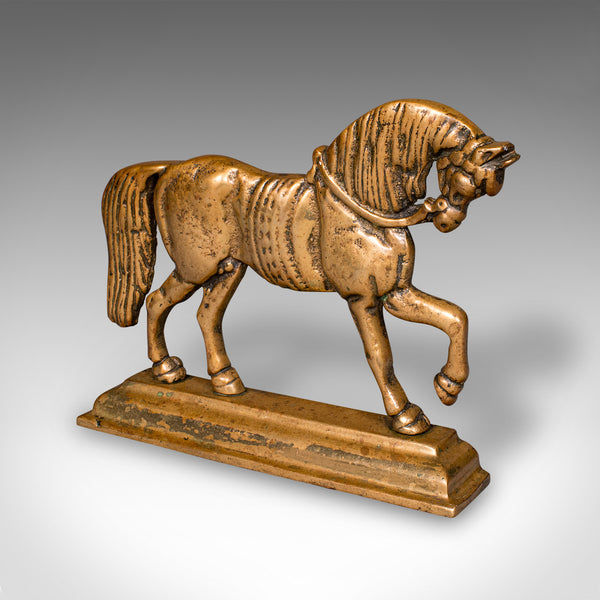 Antique Horse Doorstop, English, Brass, Equine Door Keeper, Victorian, C.1880