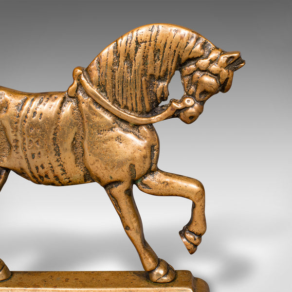 Antique Horse Doorstop, English, Brass, Equine Door Keeper, Victorian, C.1880
