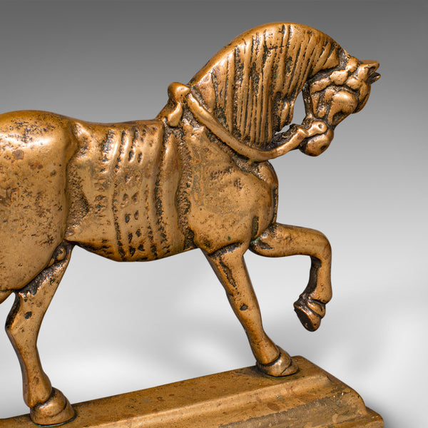 Antique Horse Doorstop, English, Brass, Equine Door Keeper, Victorian, C.1880