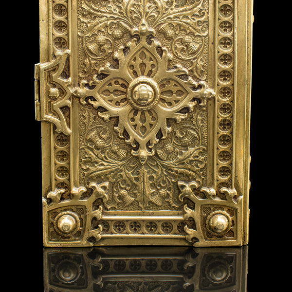 Antique Personal Diary Repository, Scottish, Brass, Keepsake Case, Victorian
