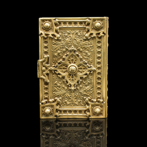 Antique Personal Diary Repository, Scottish, Brass, Keepsake Case, Victorian