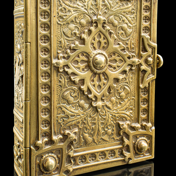 Antique Personal Diary Repository, Scottish, Brass, Keepsake Case, Victorian