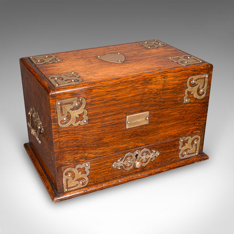 Antique Metamorphic Stationery Case, English Oak Rotating Writing Box, Edwardian