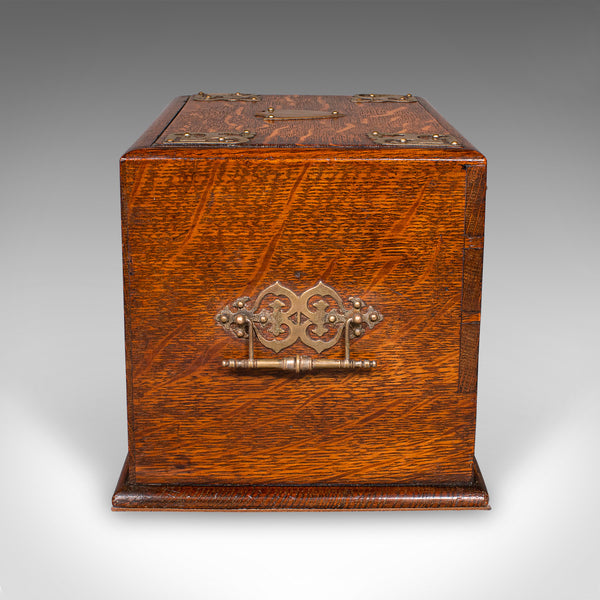 Antique Metamorphic Stationery Case, English Oak Rotating Writing Box, Edwardian