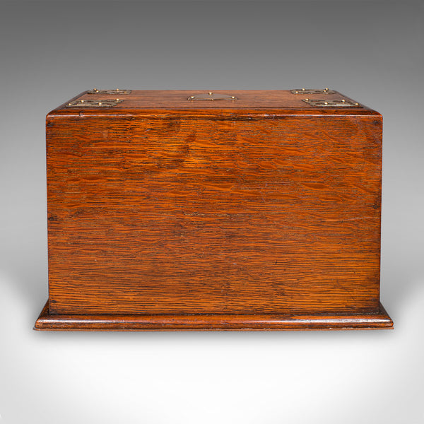 Antique Metamorphic Stationery Case, English Oak Rotating Writing Box, Edwardian
