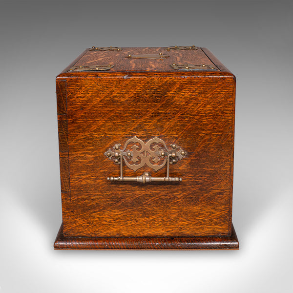 Antique Metamorphic Stationery Case, English Oak Rotating Writing Box, Edwardian