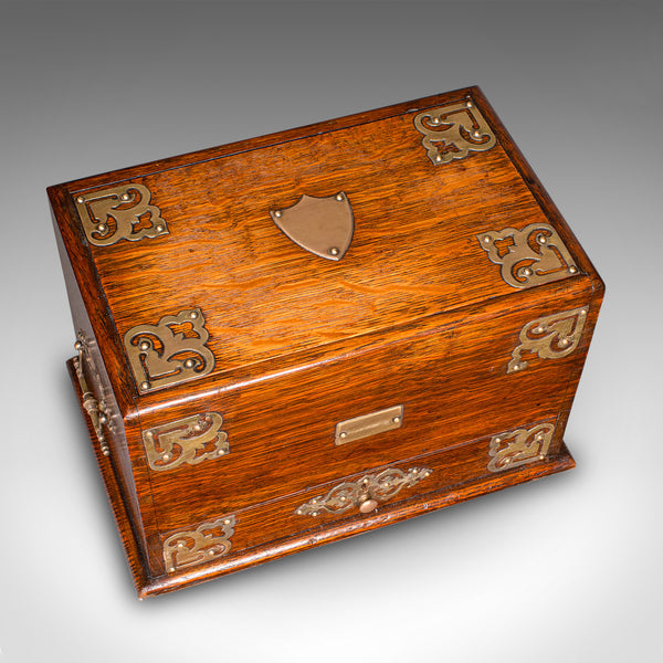 Antique Metamorphic Stationery Case, English Oak Rotating Writing Box, Edwardian