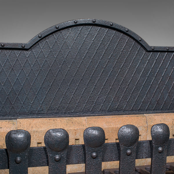 Large Antique Fireplace Set, English, Inglenook Fire Basket, Andirons, Victorian