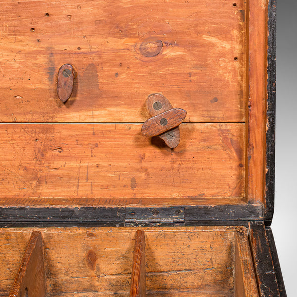 Antique Shipwright’s Tool Chest, English, Ebonised, Workman’s Trunk, Victorian
