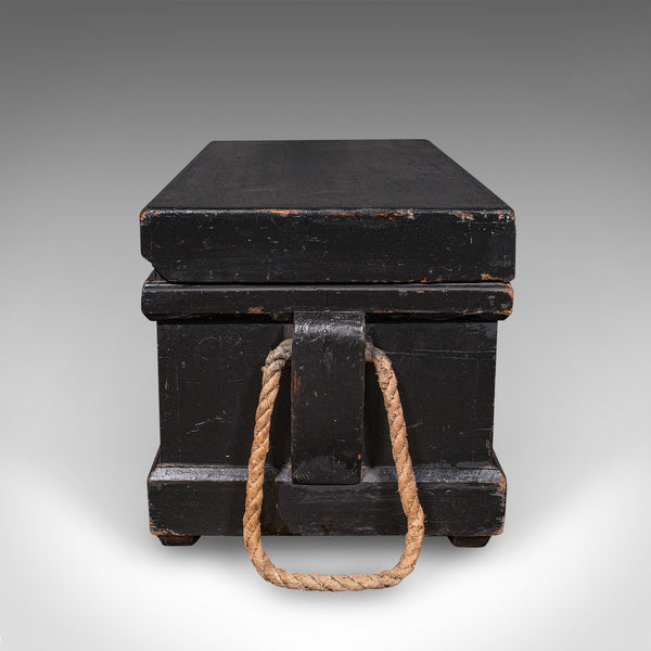 Antique Shipwright’s Tool Chest, English, Ebonised, Workman’s Trunk, Victorian