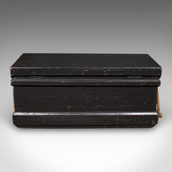 Antique Shipwright’s Tool Chest, English, Ebonised, Workman’s Trunk, Victorian