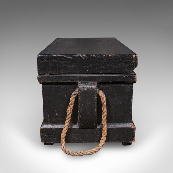 Antique Shipwright’s Tool Chest, English, Ebonised, Workman’s Trunk, Victorian