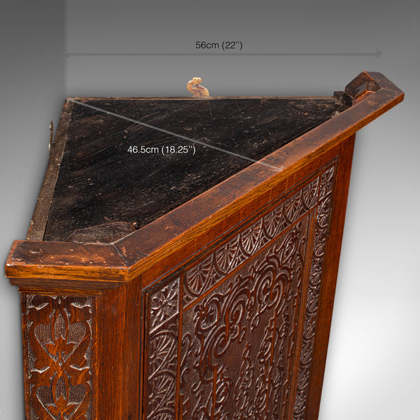 Antique Corner Cupboard, English, Wall Cabinet, Chippendale Revival, Victorian