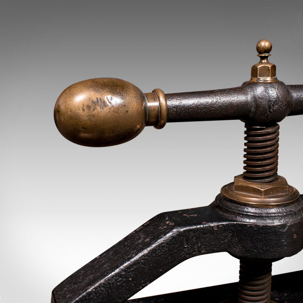 Heavy Antique Book Press, English Cast Iron, Bronze, Industrial Binder, Georgian