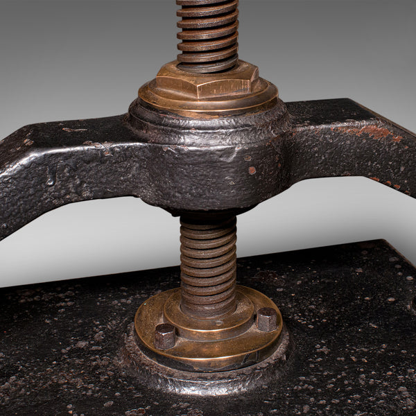 Heavy Antique Book Press, English Cast Iron, Bronze, Industrial Binder, Georgian