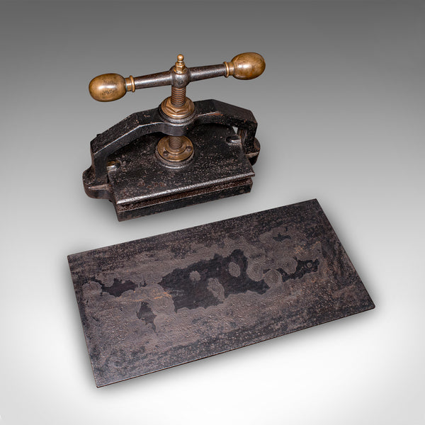 Heavy Antique Book Press, English Cast Iron, Bronze, Industrial Binder, Georgian