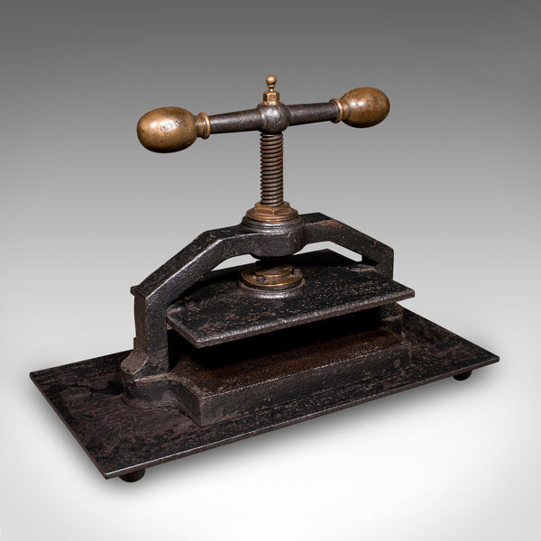 Heavy Antique Book Press, English Cast Iron, Bronze, Industrial Binder, Georgian