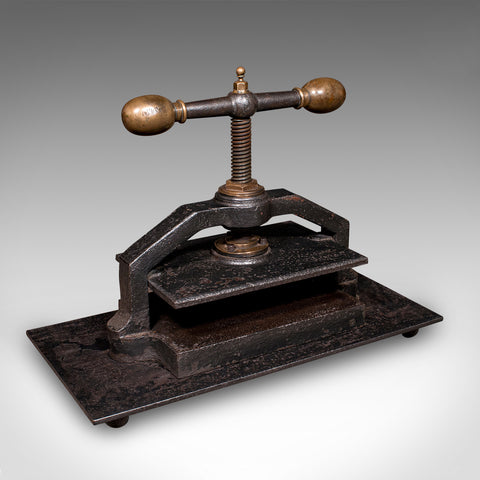 Heavy Antique Book Press, English Cast Iron, Bronze, Industrial Binder, Georgian