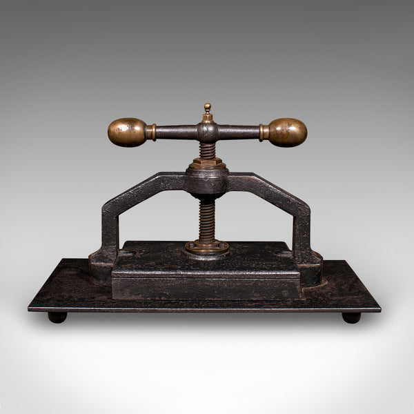 Heavy Antique Book Press, English Cast Iron, Bronze, Industrial Binder, Georgian