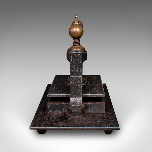 Heavy Antique Book Press, English Cast Iron, Bronze, Industrial Binder, Georgian