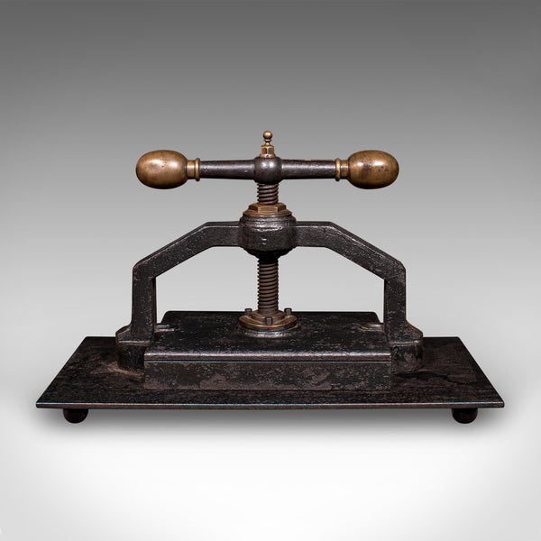 Heavy Antique Book Press, English Cast Iron, Bronze, Industrial Binder, Georgian